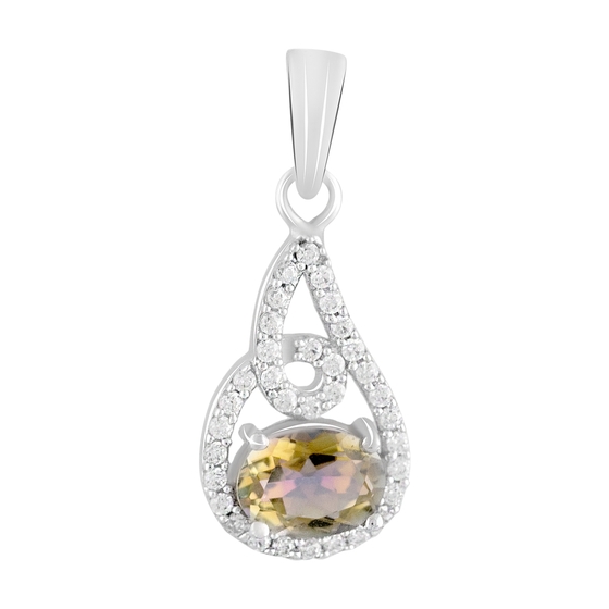 Срібна підвіска з цитрином nano 1.6ct, фіанітами