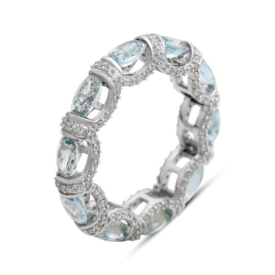 Silver ring with topaz 6.787ct, cubic zirconia