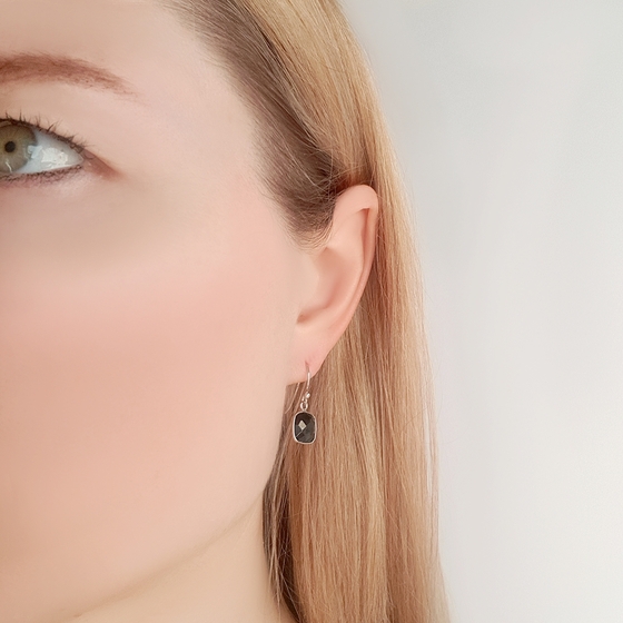 Silver earrings with onyx