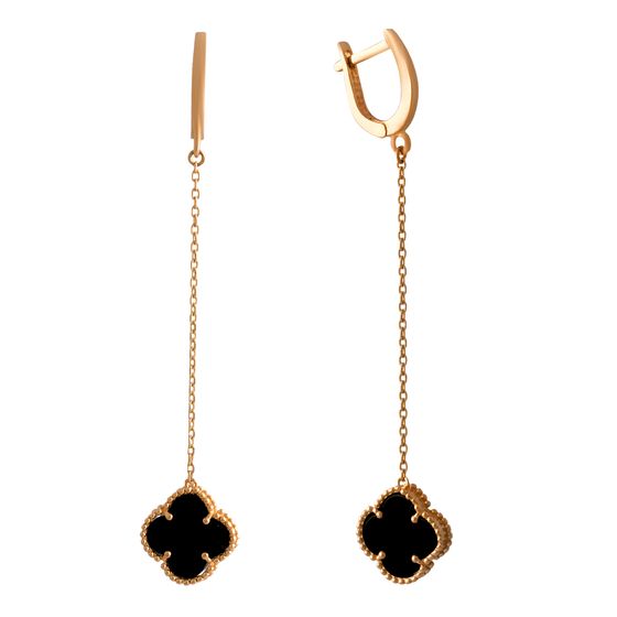 Gold earrings with onyx
