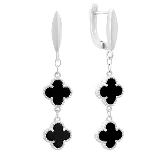 Silver earrings with onyx