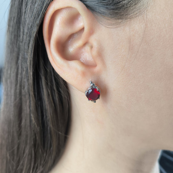 Серебряные серьги с гранатом nano 3.425ct