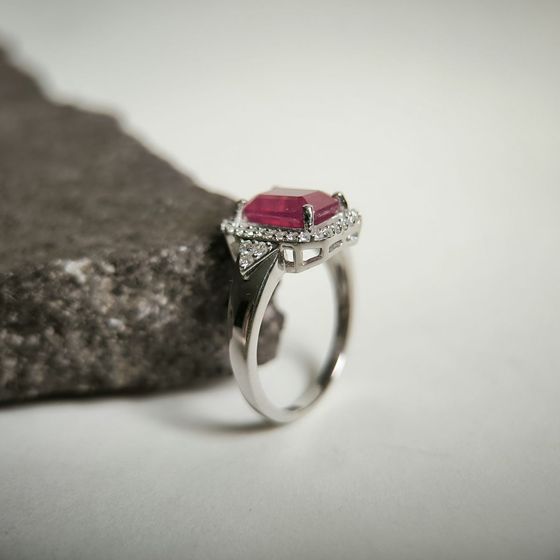Silver ring with ruby