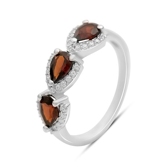 Silver ring with garnet