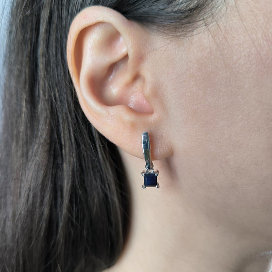Серебряные серьги с сапфиром 1.528ct