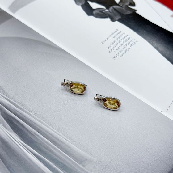 Срібні сережки з цитрином nano 5.625ct