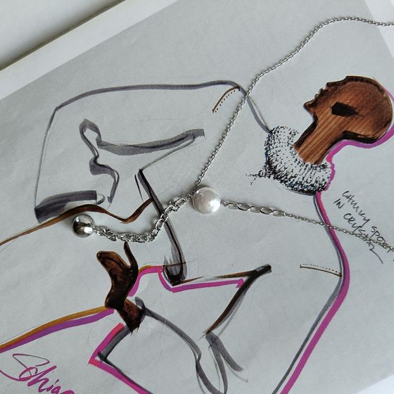 Silver necklace with baroque pearls