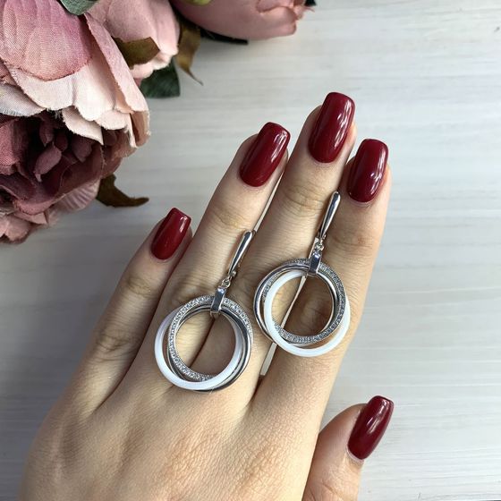 Silver earrings with ceramics
