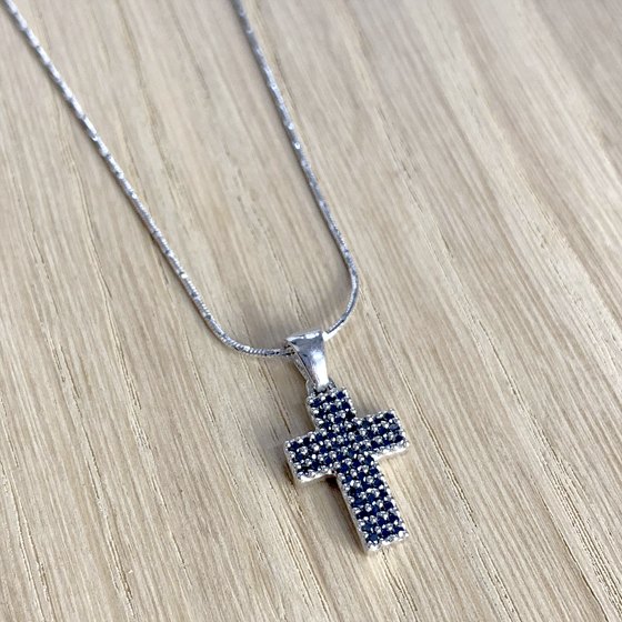Срібний хрестик з фіанітами 1.083ct