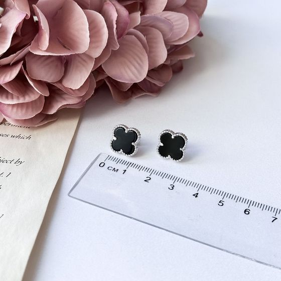Silver earrings with onyx