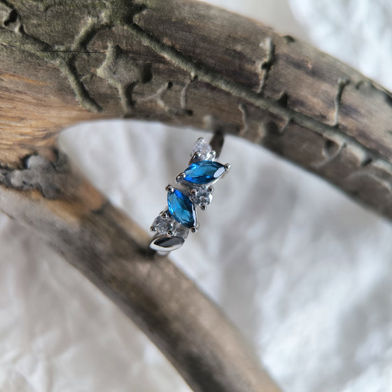 Silver ring with sapphire nano