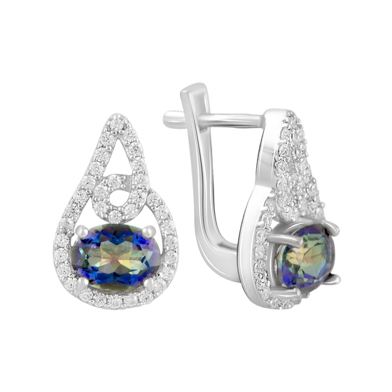 Sterling silver earrings with mystic topaz 3.11ct, pianites