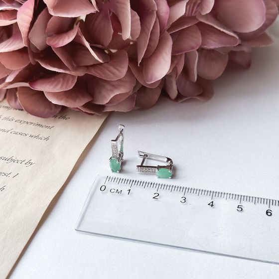 Срібні сережки зі смарагдом 0.538ct