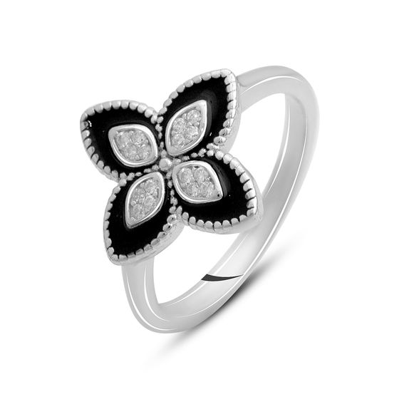 Silver ring with phianites, semallu