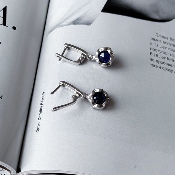Silver earrings with sapphire 8.185ct