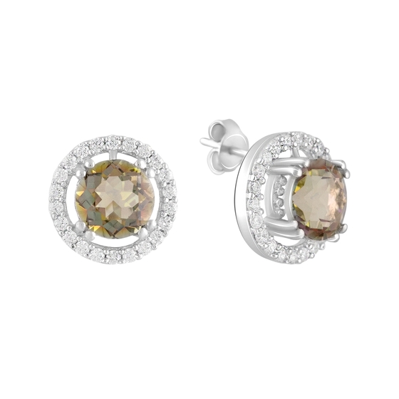 Silver earrings with citrine nano, fianites