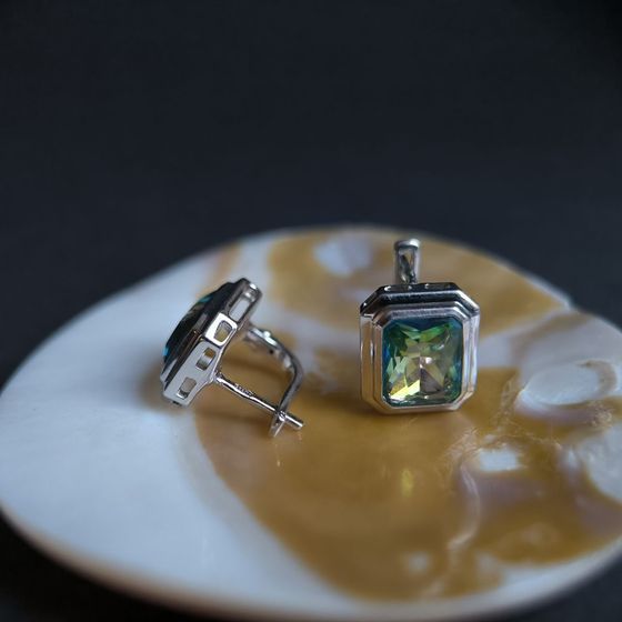 Срібні сережки з містик топазом 4.563ct