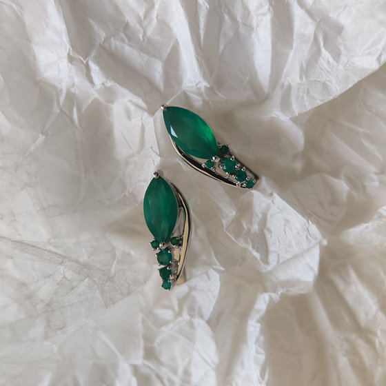 Silver Earrings with Agate, 3.208 ct