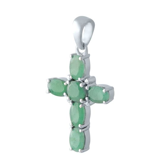 Срібний хрестик зі смарагдом 2.525ct