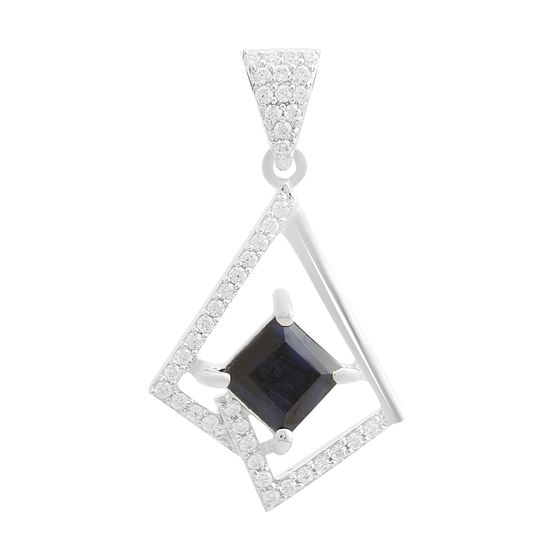 Silver pendant with 1.859ct sapphire, cubic zirconia