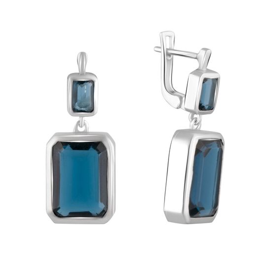 Silver Earrings with London Blue Topaz, 12.903 ct