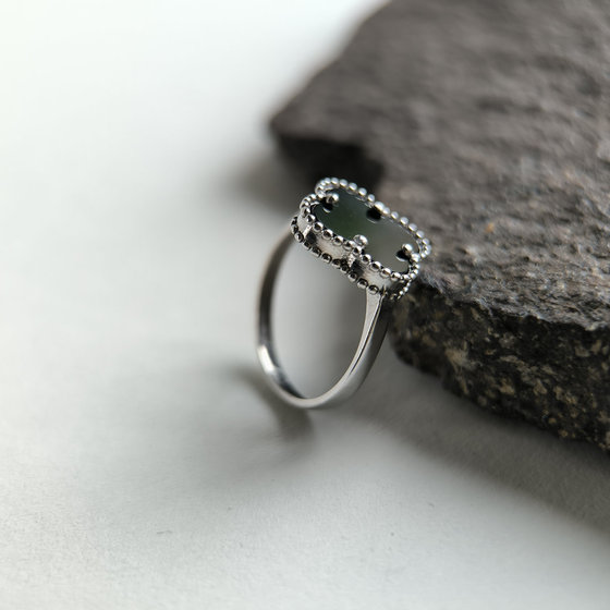 Silver ring with onyx