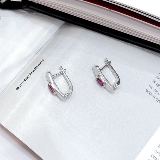 Срібні сережки з рубіном 1.163ct