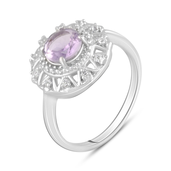 Silver ring with amethyst, white topaz