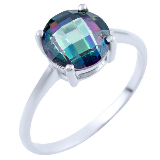 Silver ring with a mystic topaz