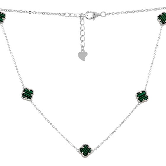Silver necklace with malachite