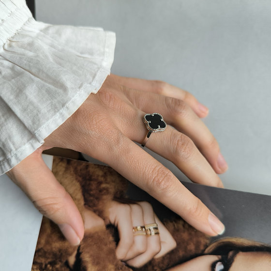 Silver ring with onyx