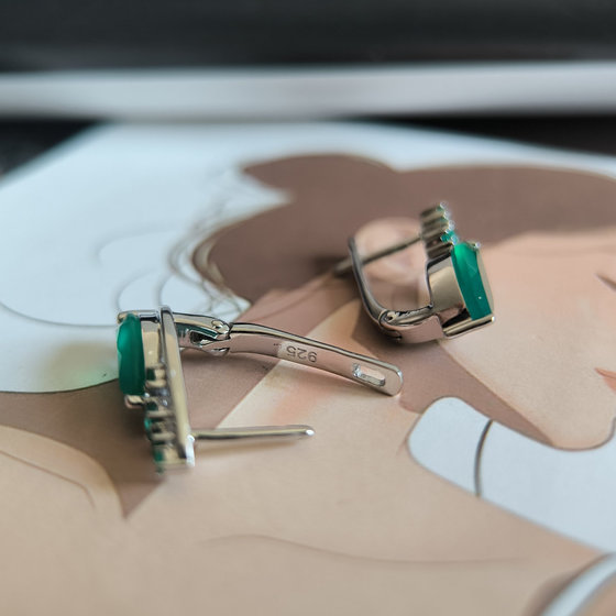Silver Earrings with Agate, 3.208 ct