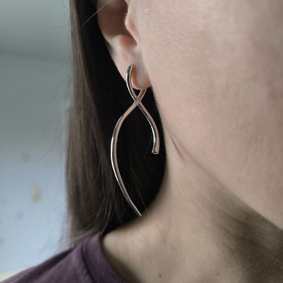 Silver earrings without stones