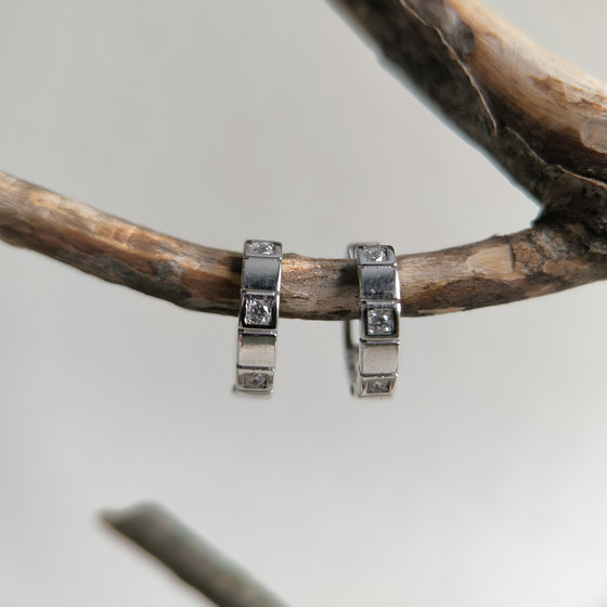 Silver earrings with Phianites 0.12ct