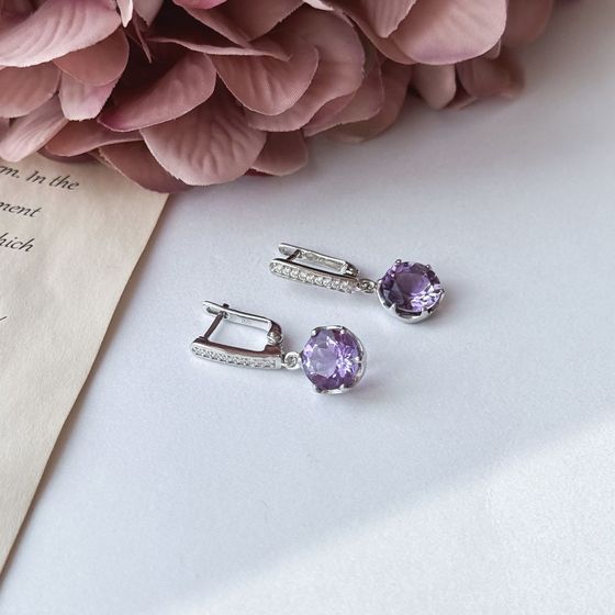 Срібні сережки з аметистом 5.279ct
