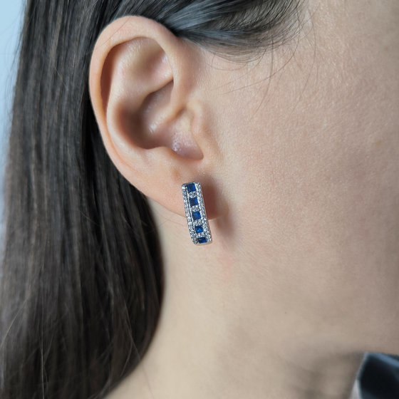 Silver earrings with nano sapphire 1.187ct