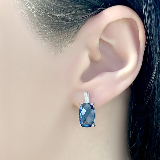 Серебряные серьги с топазом Лондон Блю 6.59ct