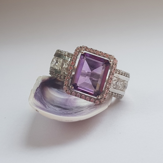 Silver ring with amethyst