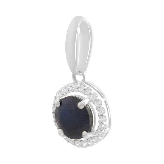 Срібна підвіска з сапфіром 2.995ct, фіанітами