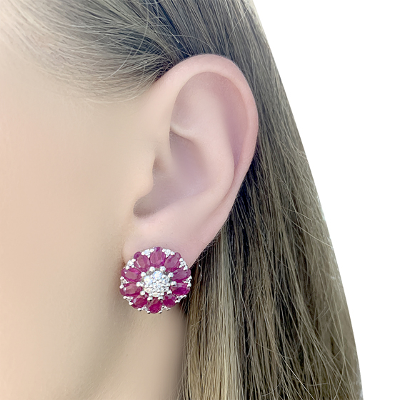 Серебряные серьги с рубином 8.732ct