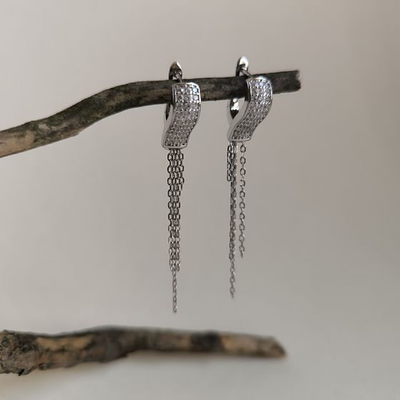 Silver Earrings with Fianites