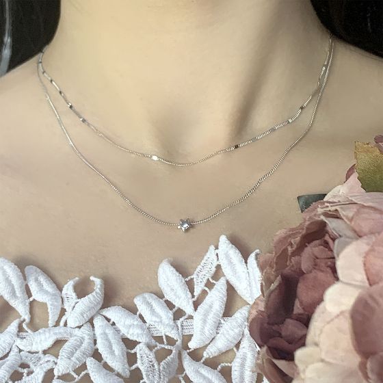 Silver necklace without stones