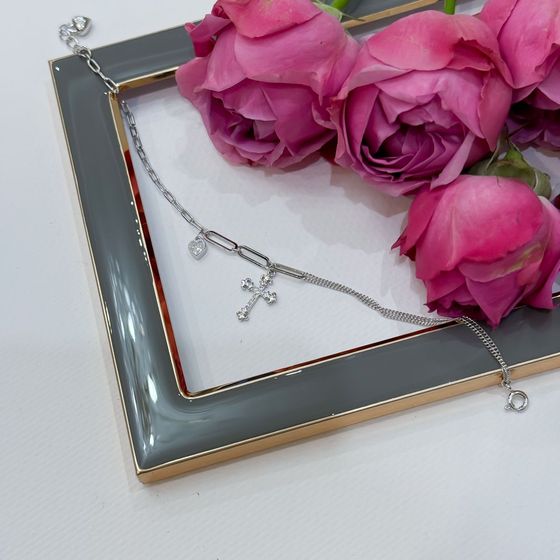 Silver bracelet with phianites