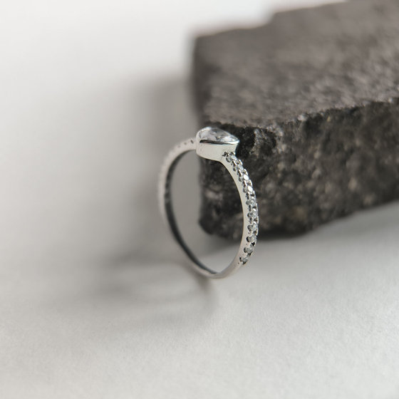Silver ring with cubic zirconia