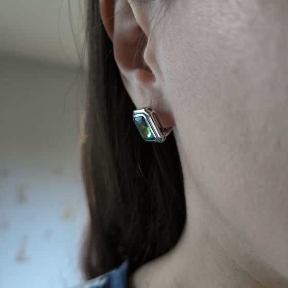 Срібні сережки з містик топазом 4.563ct
