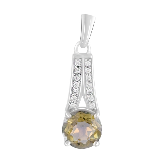 Срібна підвіска з цитрином nano 1.8ct, фіанітами