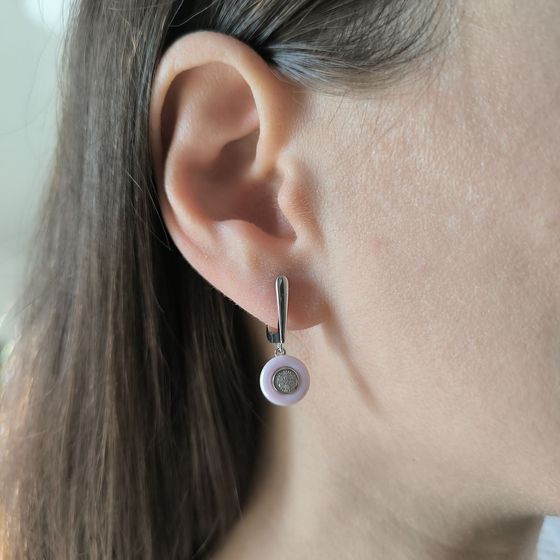 Silver earrings with ceramics