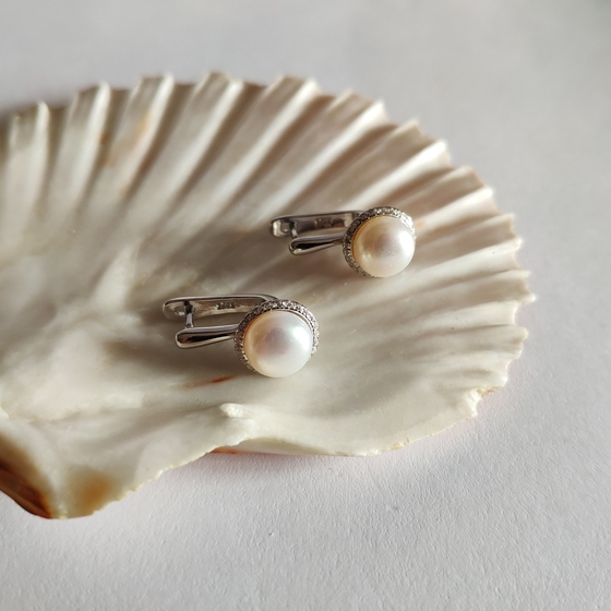 Silver earrings with pearls 7ct