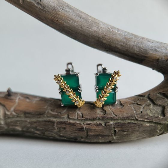 Silver earrings with agate