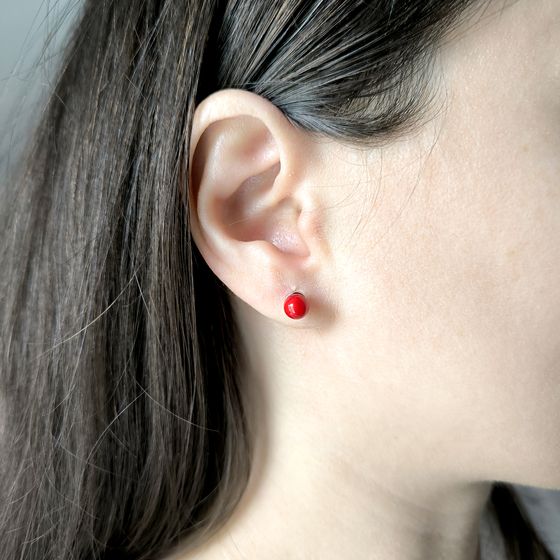 Silver earrings with coral